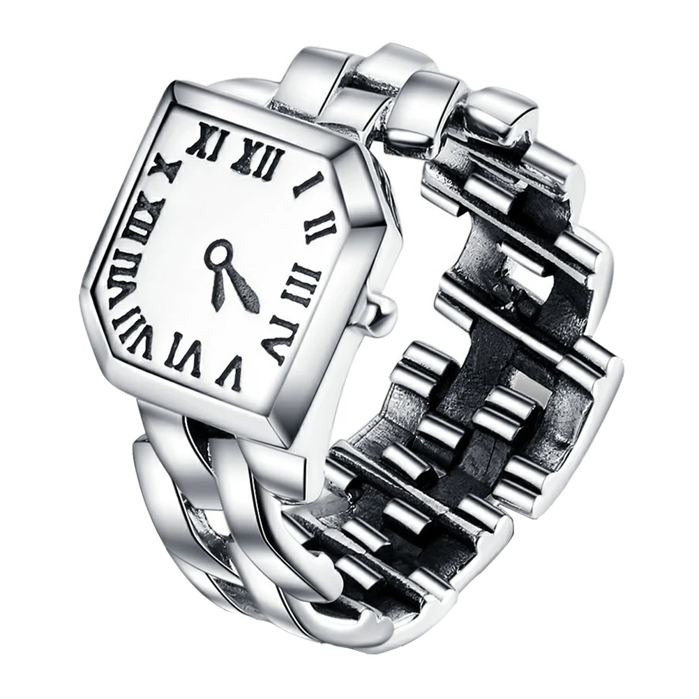 Часы с кольцом из чистого серебра S925 для женщин, модные кварцевые ювелирные часы, прочные повседневные декоративные аксессуары в форме большого пальца