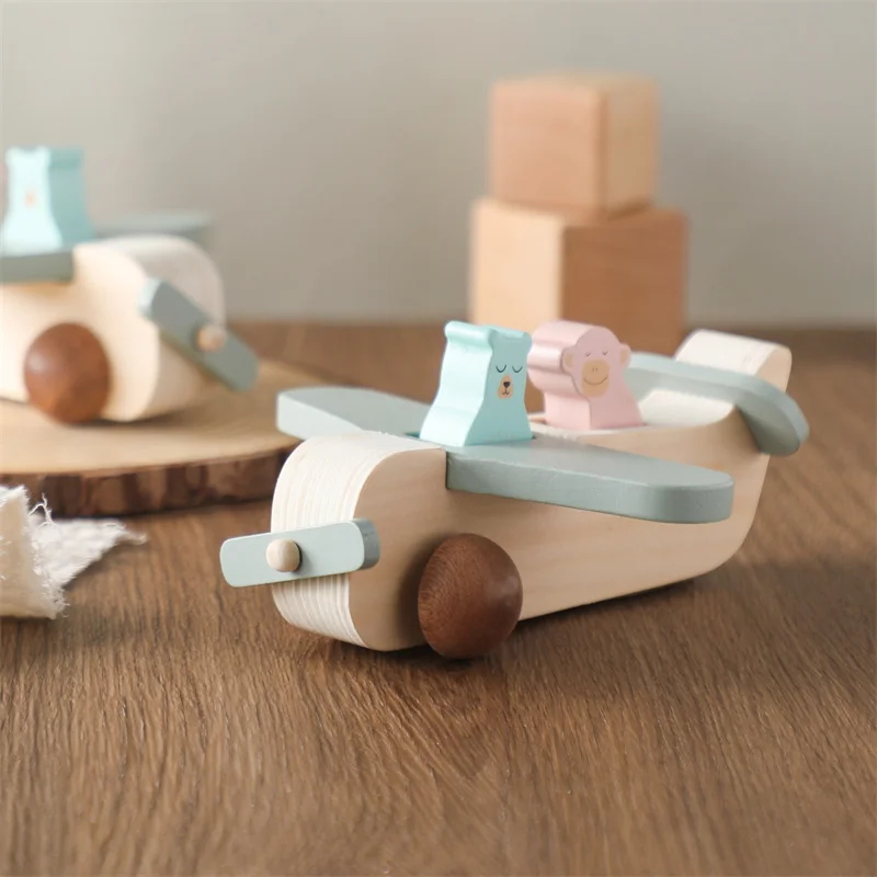 Let's Make Baby Wooden Plane Model Toys Montessori Educational Building Blocks Toys Blocks The Baby Educational Baby Toys Gifts