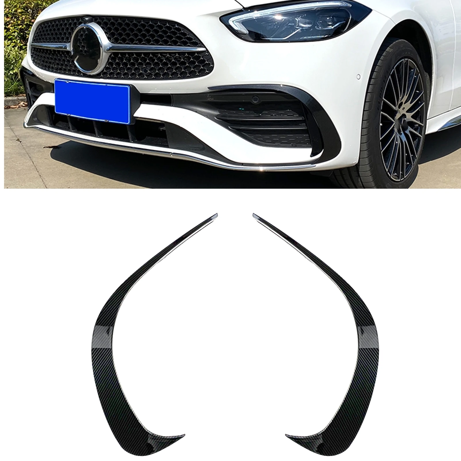 

For Mercedes Benz C-Class W206 2022+ C200 C260 C300 C43 AMG Fog Light Frame Spoiler Splitter Front Bumper Side Air Vent Trim Kit