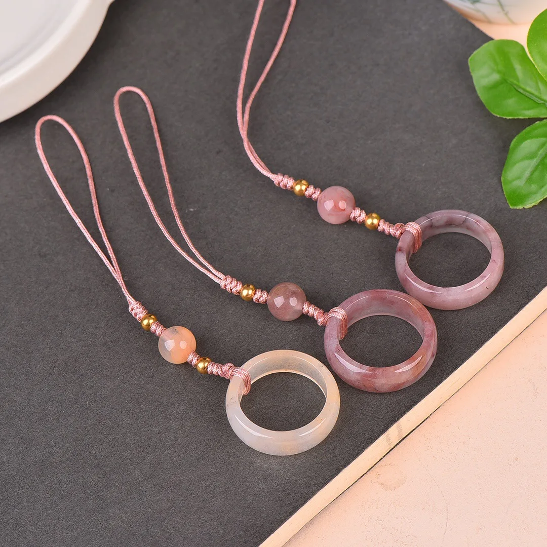 

Natural gold silk jade safety buckle mobile phone chain female violet male and female versatile
