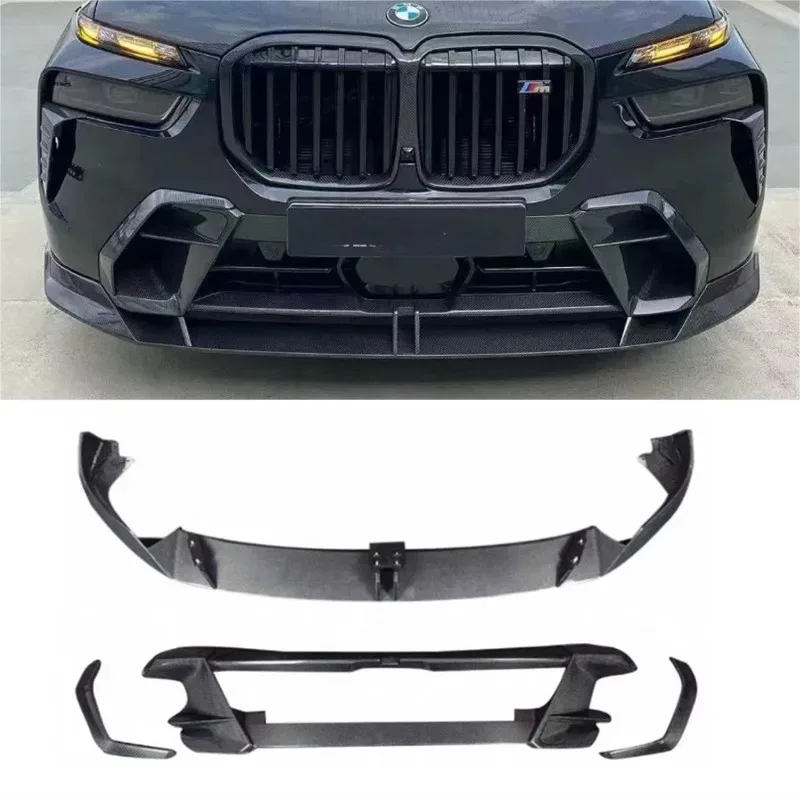 

For BMW G07 X7 2023 2024 2025 ReaI Carbon Fiber Front Bumper Lip Front Air Intake Grille Spoiler Kit