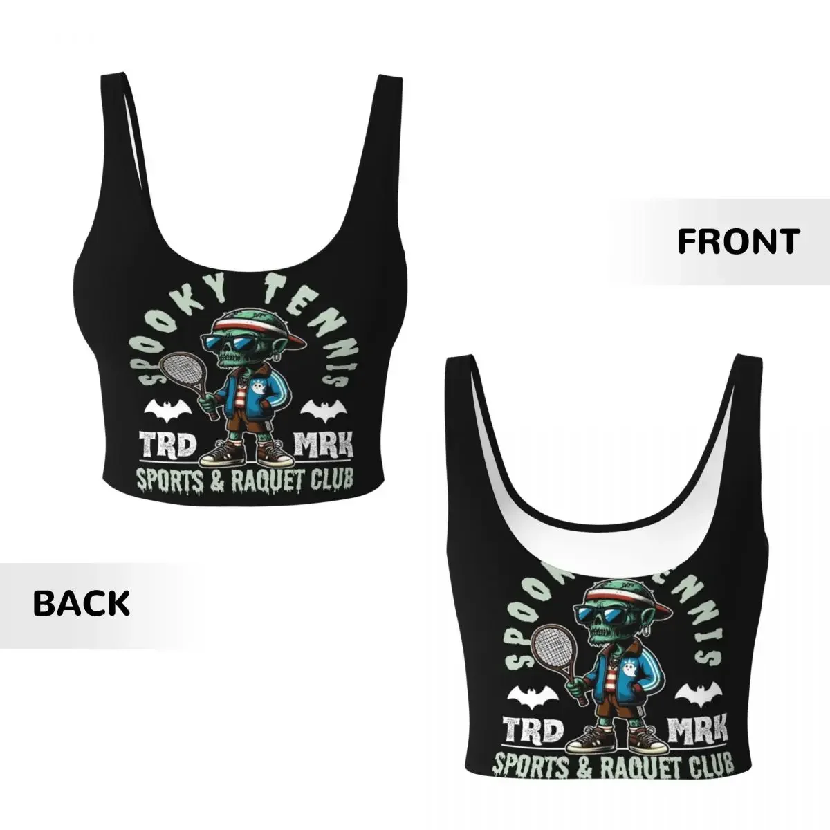 Custom Spooky Tennis Sports And Raquet Club Women Sports Vest Bra Gym Workout High Impact Yoga Crop Tank Tops