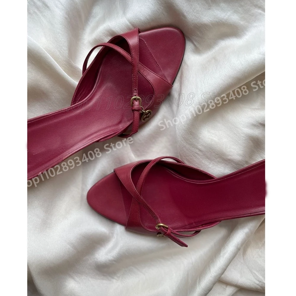 

Red Cross Belts Hollow Slippers Open Toe Matte Leather Sexy Stiletto High Heel Women Shoes 2025 Summer Zapatos Para Mujere