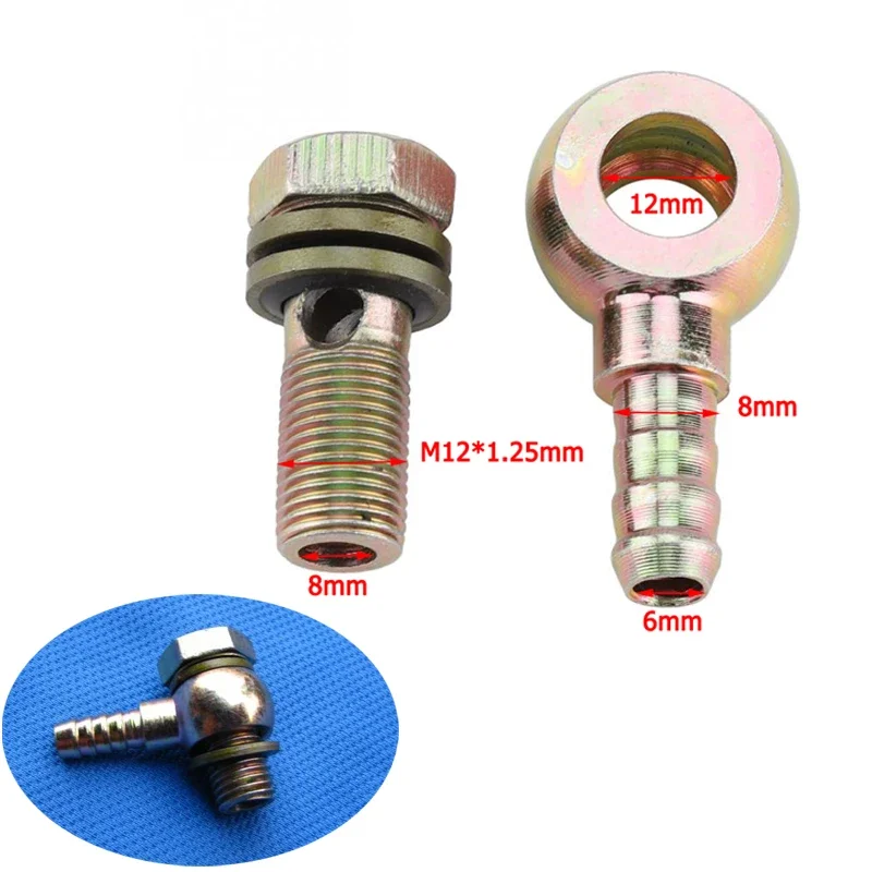 6MM/8MM For Caliber Motorcycle Modified Oil Cooling System Dedicated Right-angle Hollow Screw Connector Interface M12*1.25mm