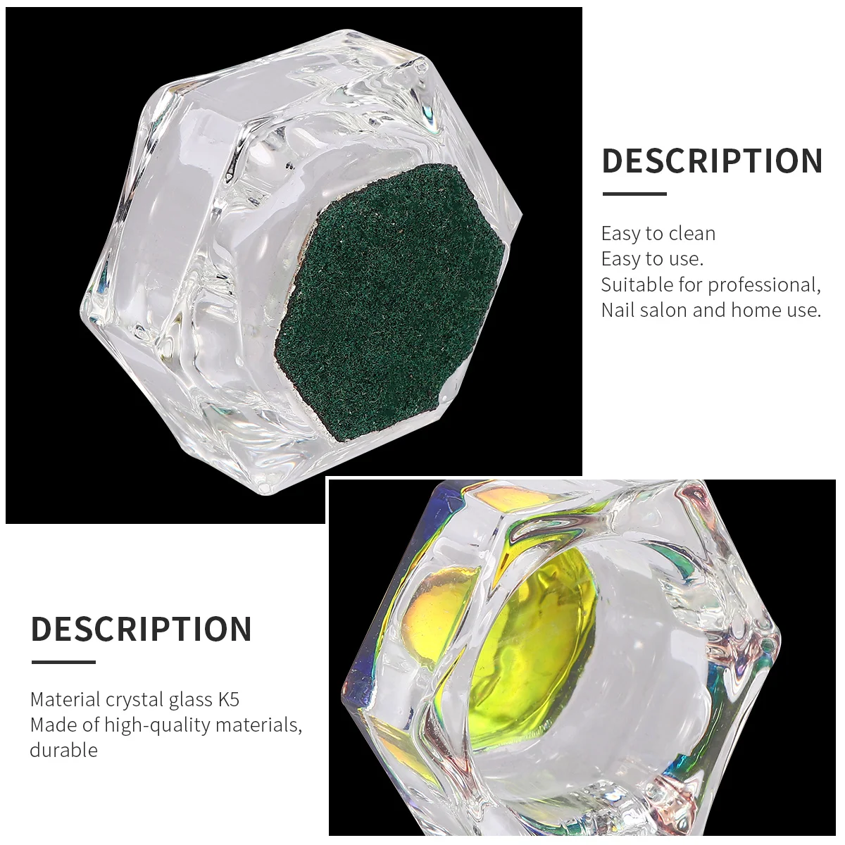 ถ้วยแก้วคริสตัลสำหรับทำเล็บ 2 ชิ้น ถ้วยอะคริลิคขนาดเล็กสำหรับใส่ผงและน้ำยาทำเล็บ อุปกรณ์ทำเล็บสำหรับร้านทำเล็บ ถ้วยใส่น้ำยาทำเล็บ