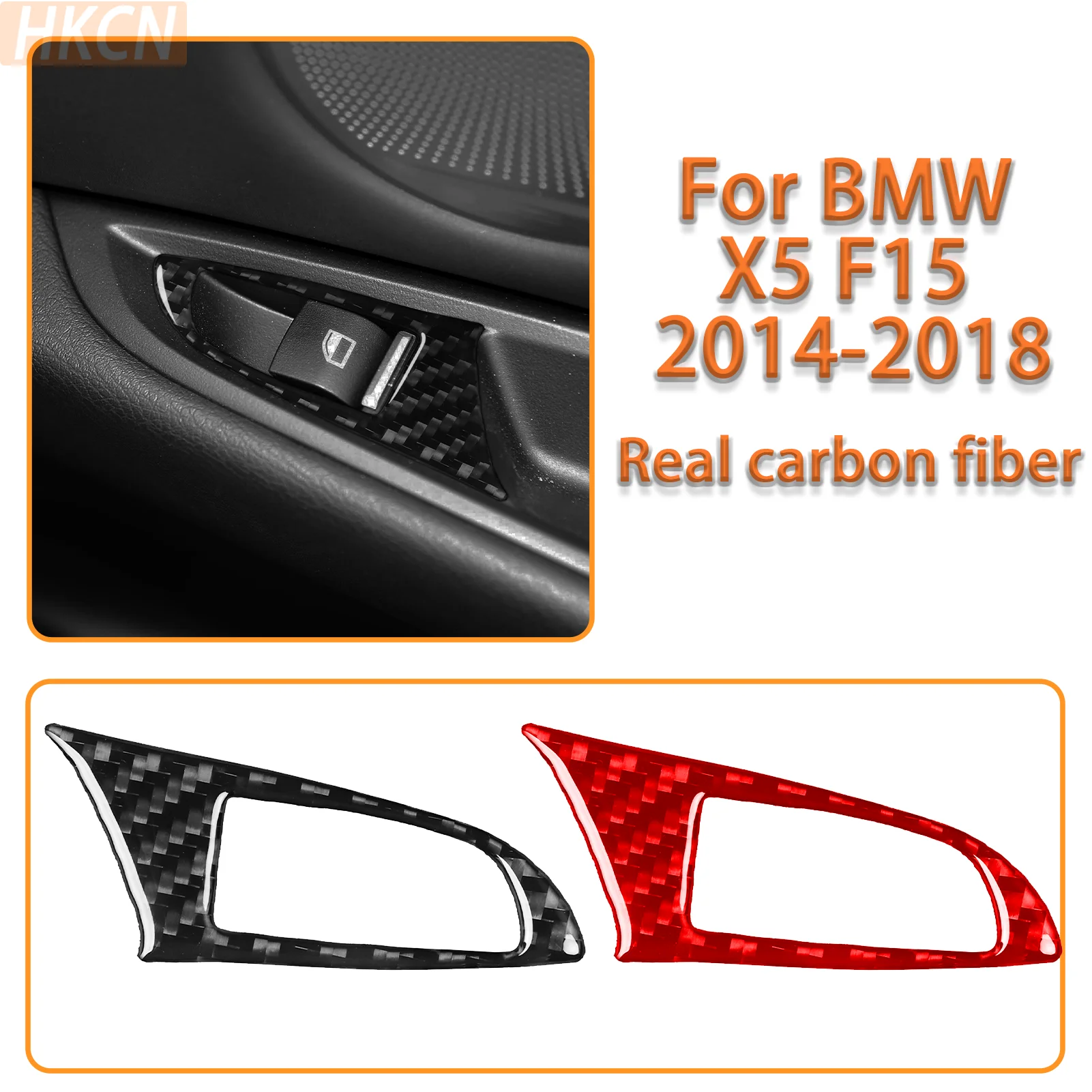 For BMW X5 F15 2014-2018 Car Passenger Window Lift Button Switch Panel Decoration Carbon Fiber Interior Accessories Sticker