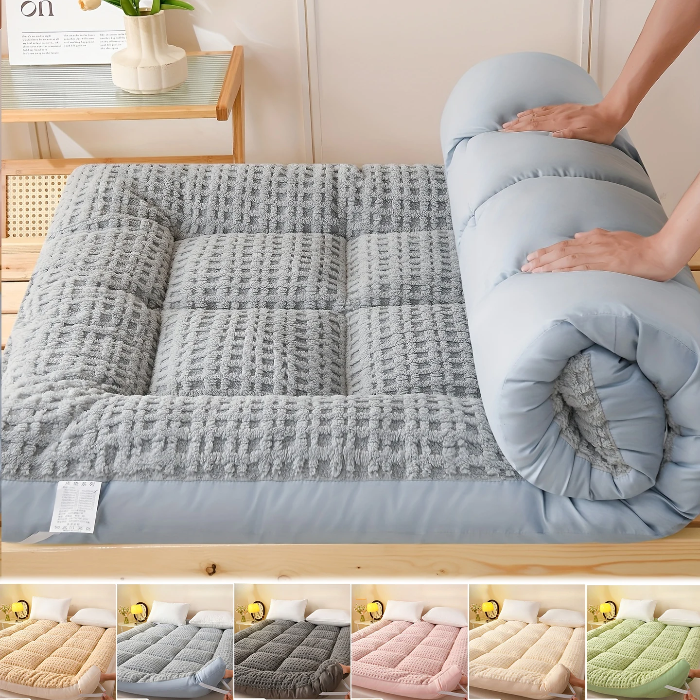 

Milk Velvet Mattress Pad,All-season Headboard,Single,double Size,polyester Fill,Breathable Fluffy Autumn and Winter First Choice