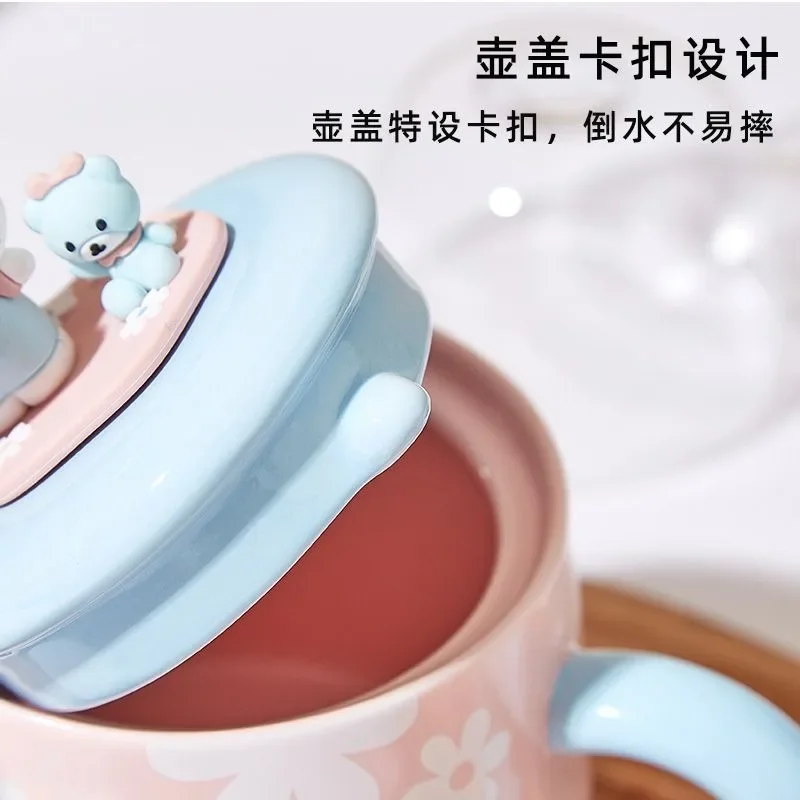 Sanrio Cartoon Animation Peripheral Hello Kitty Sakura Pink Teapot Jesienno-zimowy prezent na ukończenie szkoły dla przyjaciół i szkoły