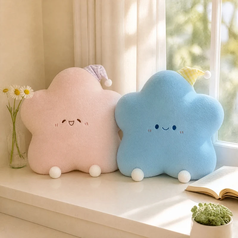 40cm Cute Star Plush Pillow Stuffed Pink Blue Yellow Sky Natural Cushion Back Support Home Decoration Present