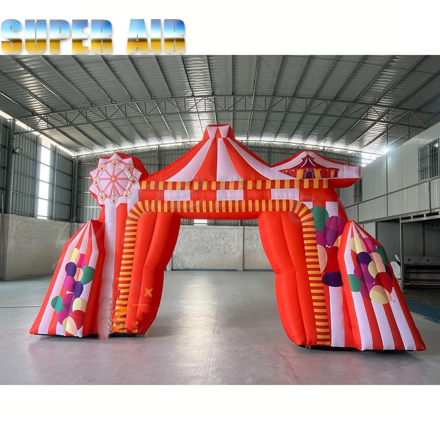 

Custom Inflatable Circus Carnival Archway, Red White Theme Inflatable Entrance Arch for Birthday Party