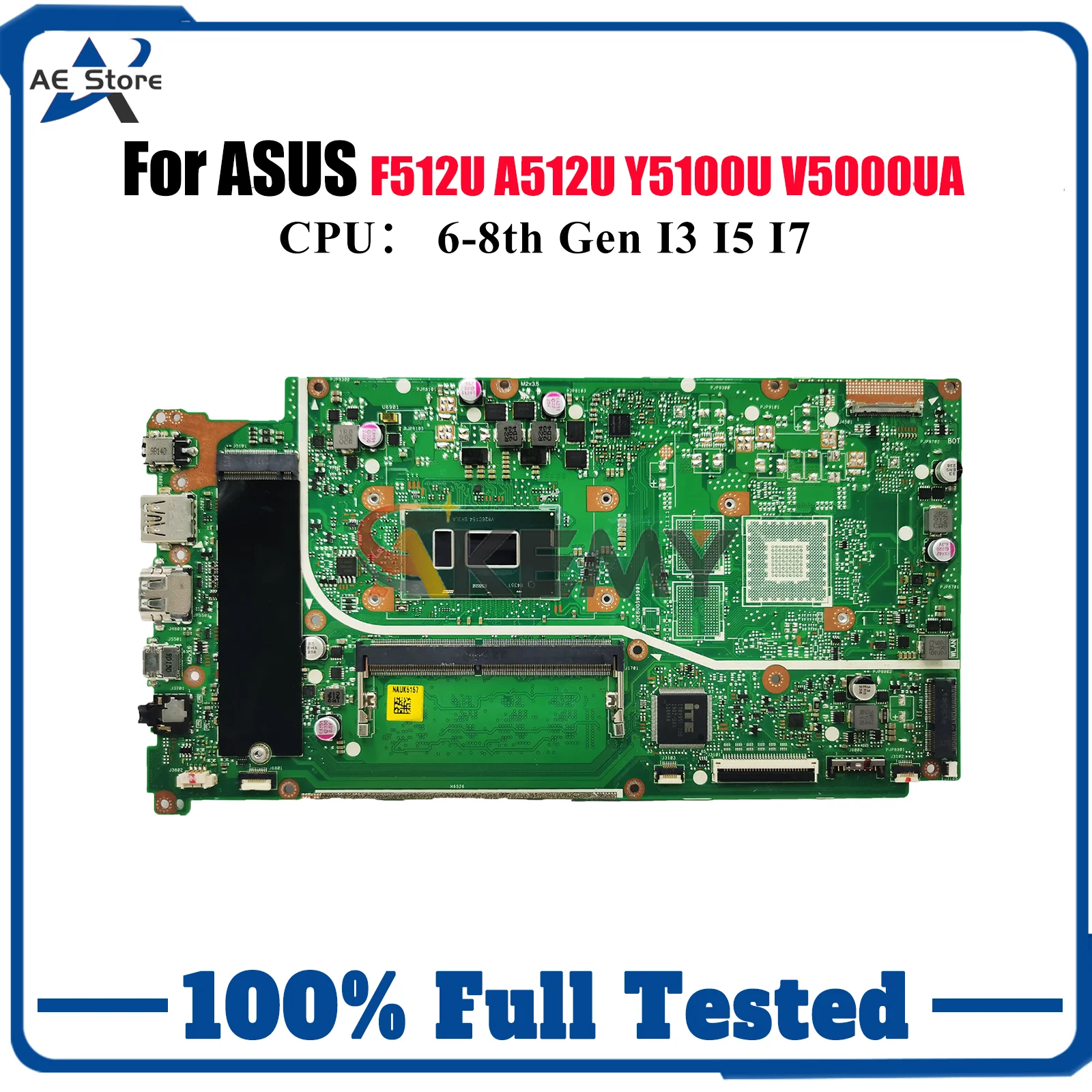 

X512UA Laptop Motherboard For ASUS VivoBook X512UA X512UB X512U F512U Y5100U A512U X512UF V5000UA Mainboard With I3 I5 I7 CPU