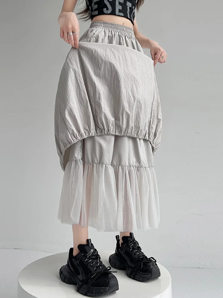 

High Elastic Waist Red Pleated Irregular Elegant Bud Half-body Skirt Women Fashion Tide New Spring Autumn 2025