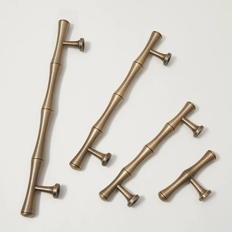 

Бронзовая средневековая ручка из бамбука и латуни, современная простая ручка для ящиков, дверей шкафов, обувниц, кухонных тумб, длинная ручка