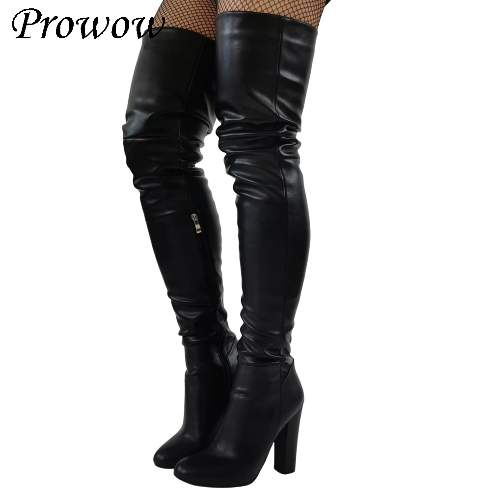 

Сексуальные сапоги выше колена на толстом высоком каблуке с боковой молнией и боковой молнией, женская обувь Zapatos Mujer