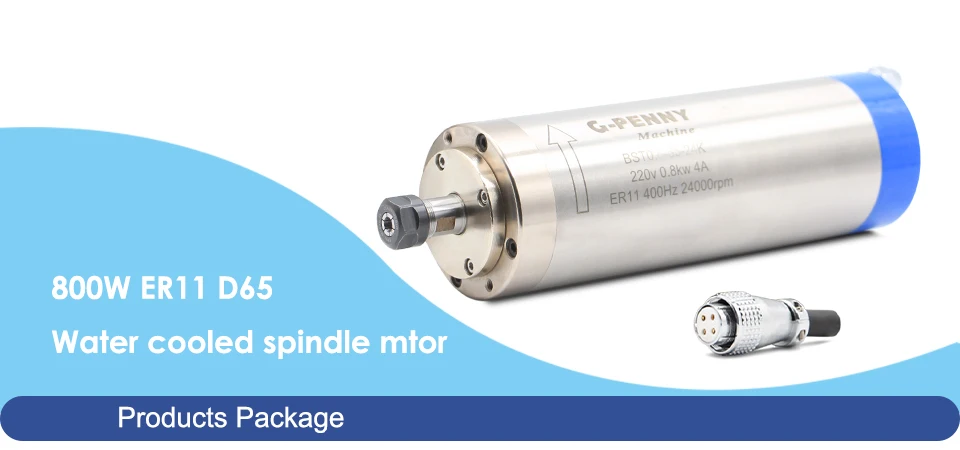 G-Penny 800W wassergekühlter CNC-Spindelmotor 110V/220V ER11 24000RPM 400Hz 65×195mm 4 Lager für Holz-, ABS- und Aluminiumgravur – Detail 1