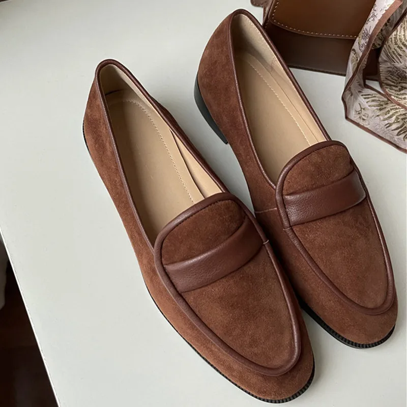 2022 New Spring Suede Leather Women Shoes Casual Slip-On Loafers Comfortable Simple Shoes Round Toe Shoes Woman Zapatos De Mujer