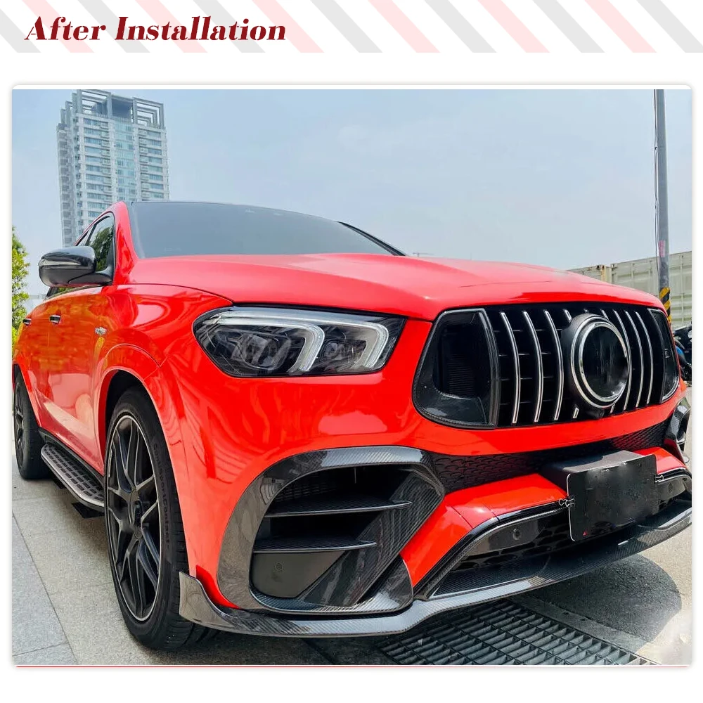 Car Front Bumper Lip Spoiler for Mercedes Benz GLE Class W167 C167 GLE450 GLE53 GLE63 AMG 2020-2022 Carbon Fiber Front Lip Guard