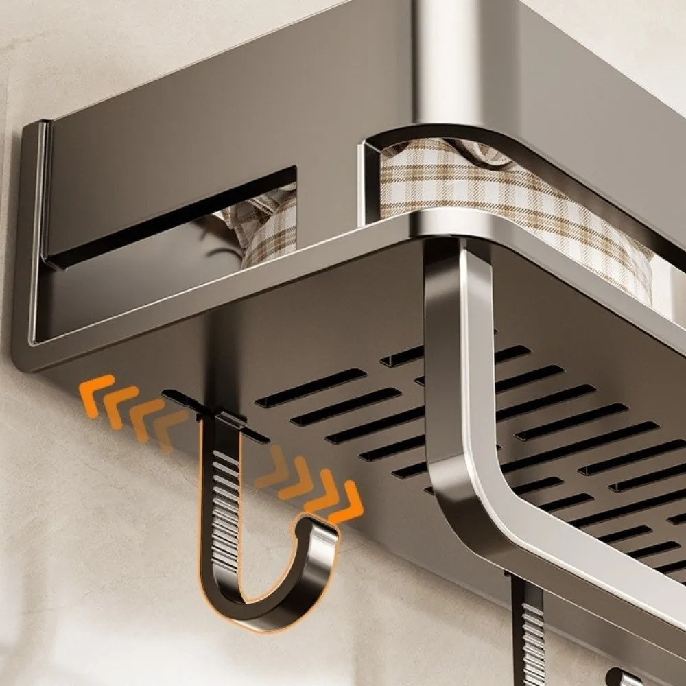 

Экономия места, нержавеющие полки для ванной комнаты, влагостойкие, износостойкие, настенные полки с крючком, стеллаж-органайзер для квартиры