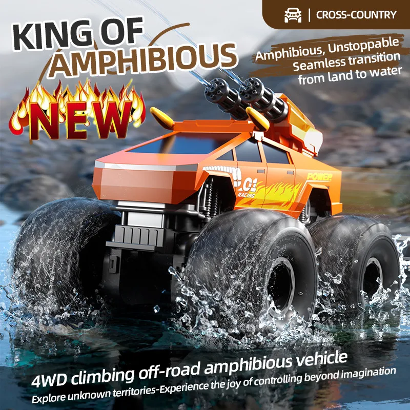 

4WD Waterproof Remote Control Electric Toys Cars Children's Toy Off-Road Amphibious Vehicle Water Cannon Remote Control Car