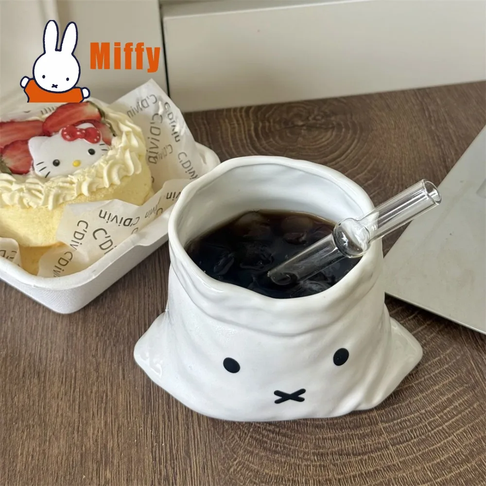 Kawaii Miffy 500ML Creative Bag Shape Design Ceramic Mug Cute Rabbit Large Capacity Handheld Iced Drink Office Desk Girl Gift