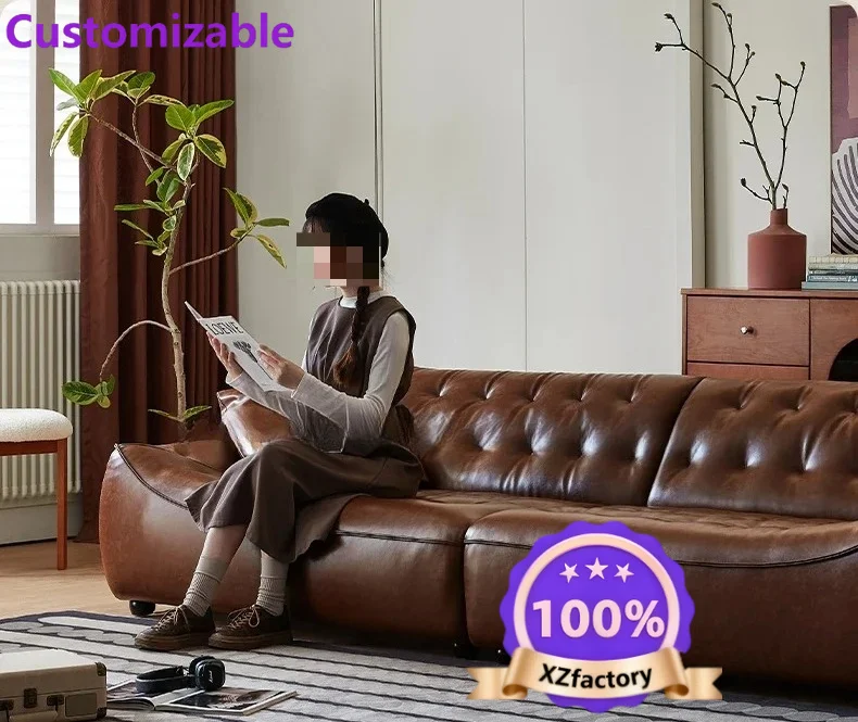 Factory Direct 2026 Top RatedThe original bean bag sofa, American retro style, oil wax leather, large sitting, deep, second-hand