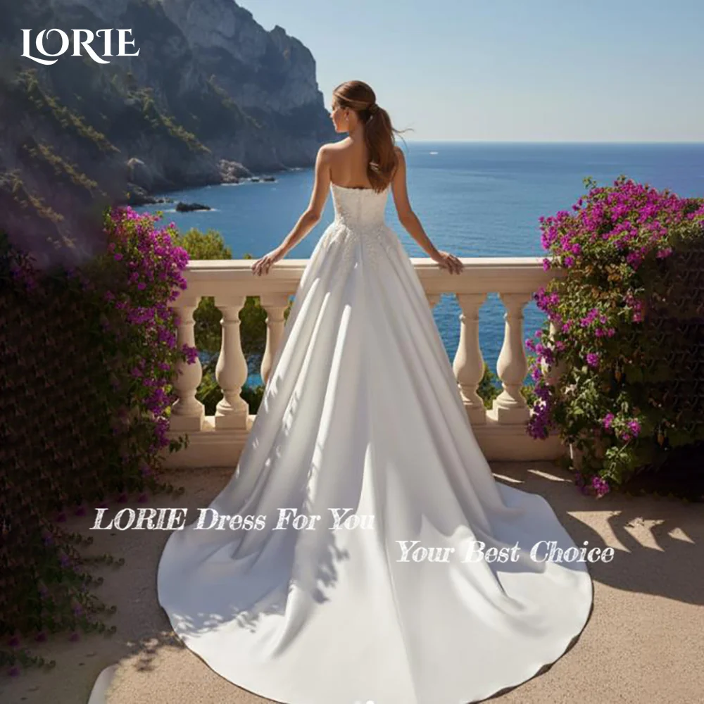 Suknie ślubne LORIE z jednym ramieniem, rozcięciem, kwiatami 3D, dekoltem w serce, bez pleców, księżniczka, suknie ślubne, vestidos de novia, szyte na miarę