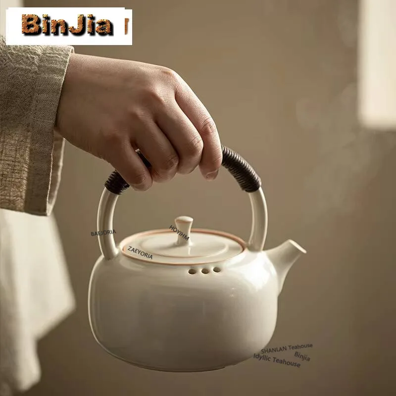 630ml Soda Galze Loop-handled Boiling Water Kettle Large Capacity Tea Making Pot Household Healthy Tea Kettle Teaset Accessories