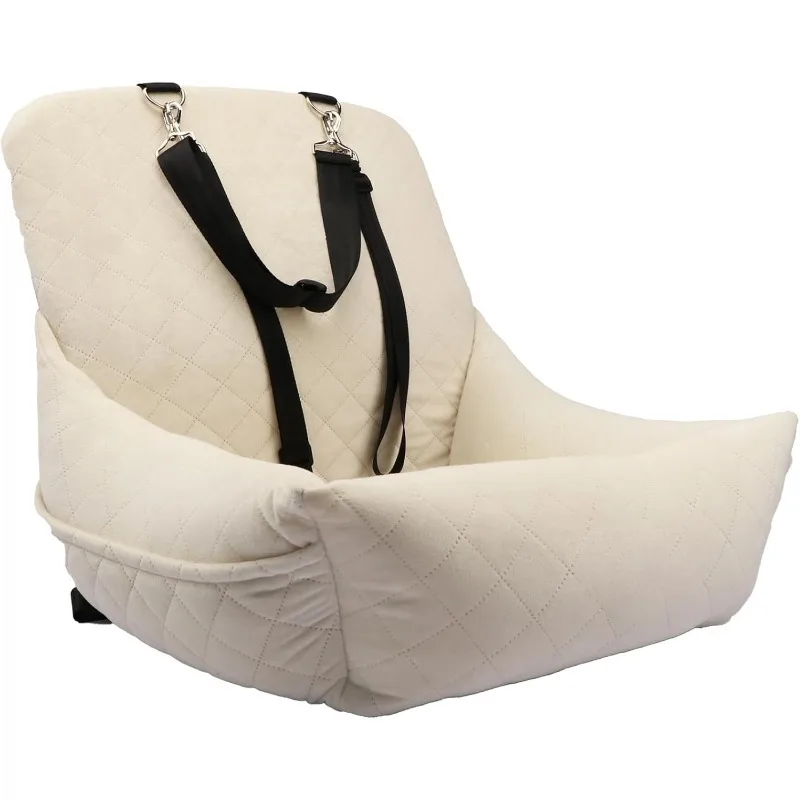 

Dog Car Seat for Small Dogs,Ultra-Soft Fabric,2 Storage Pockets & Safety Leash,Adjustable Straps,Easy to Install,Fully Detachabl