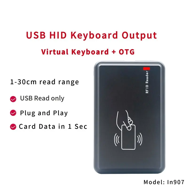 B27B RFID Reader Writer 915M Plug & Play USB Scanner, Portable Long-Range RFID Inventory Scanner, Handheld UHF Tag Reader
