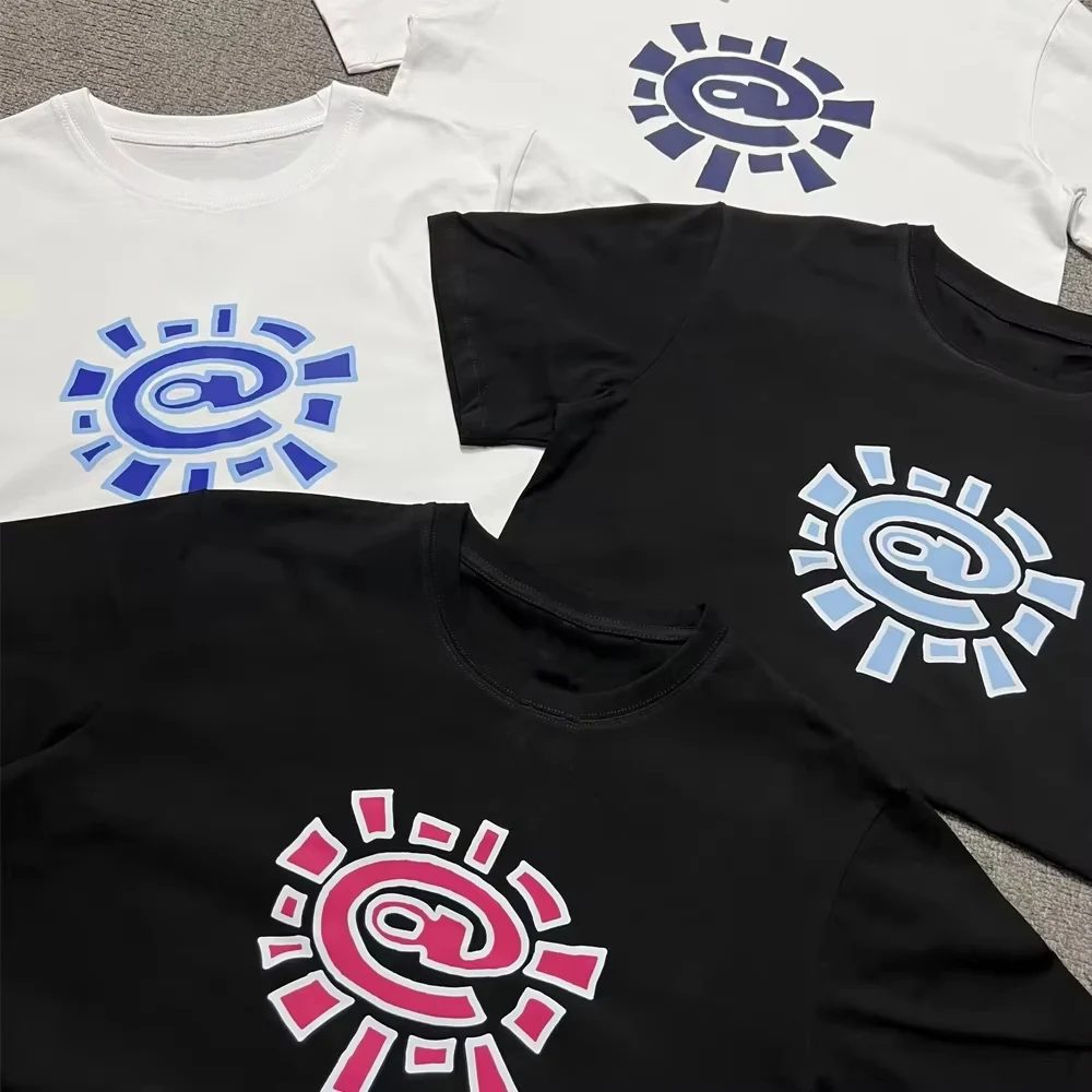 

2025 Fashion Summer clothes Mens T shirt Sun Roll Base Print Comfortable Cotton Tee Loose Couple Casual Short Sleeve Womens Tops