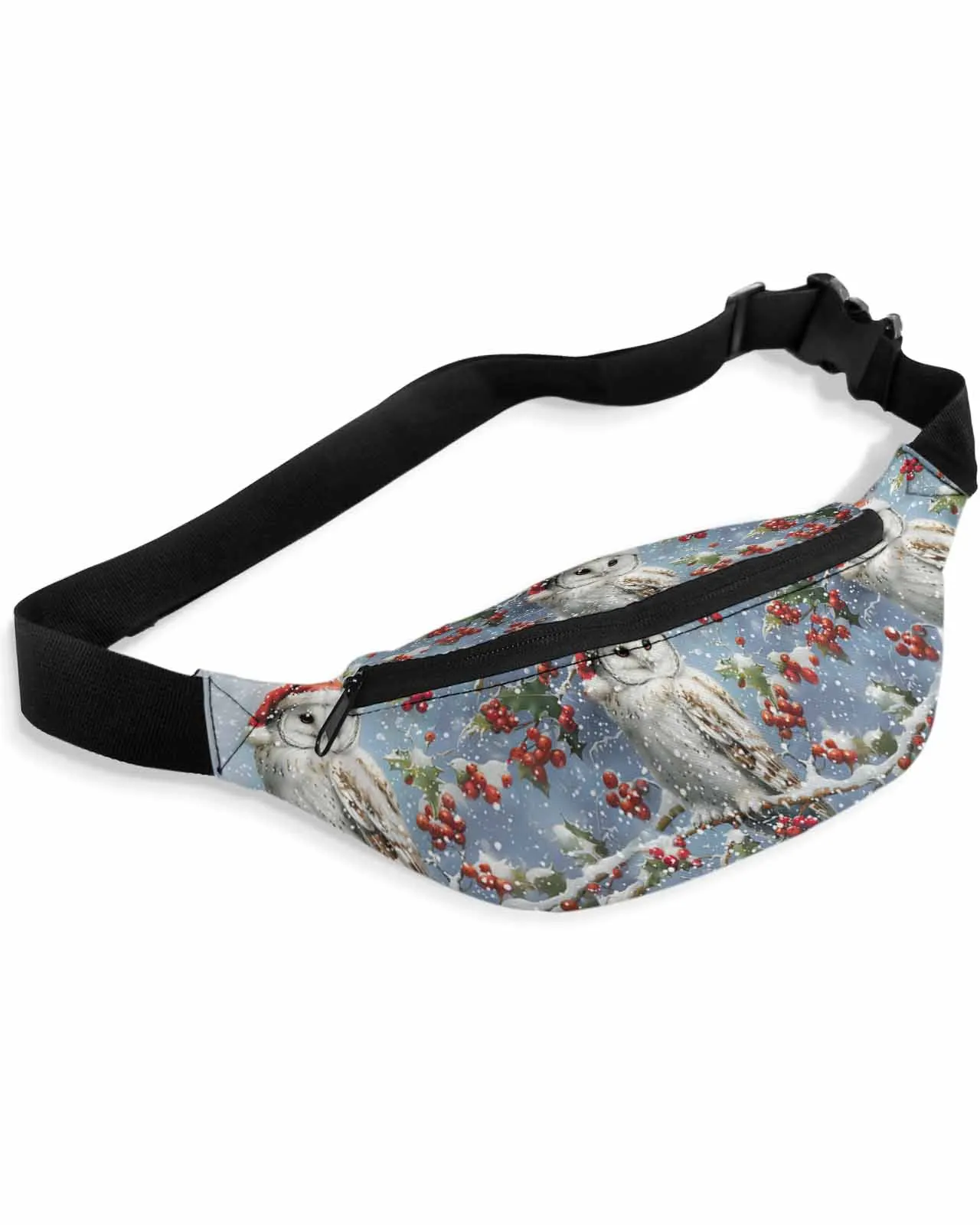 Christmas Winter Snowscape Owl  Men Women Waist Bag Fanny Pack Belt Bag Wallet Pouch Waterproof Banana Hip Bags