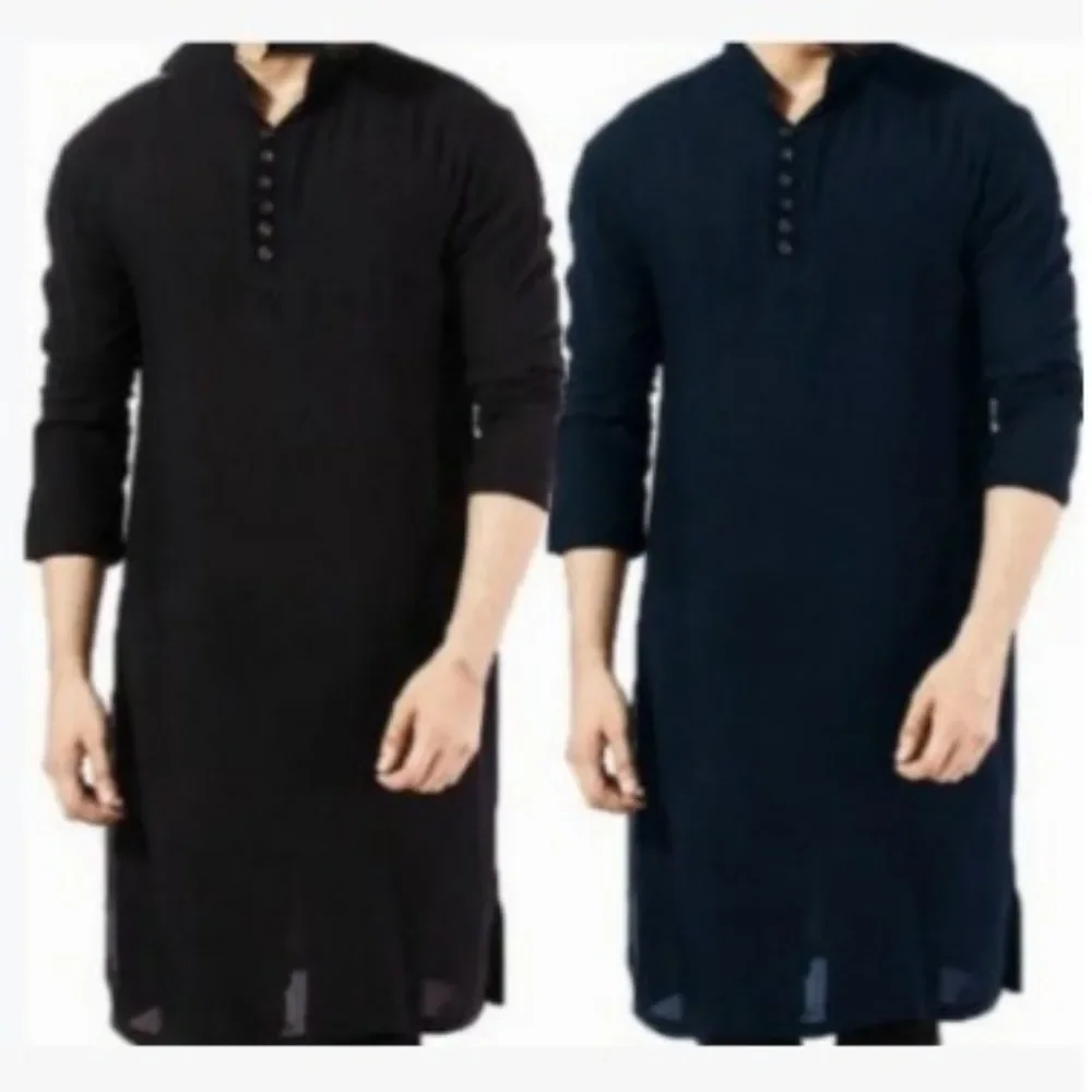 Muslim Robe Pakistan Muslim Islamic Clothing Muslim Sets Muslim Men Clothing 2024 Arabic Style Fashion Simple Long Men\'s Shirt