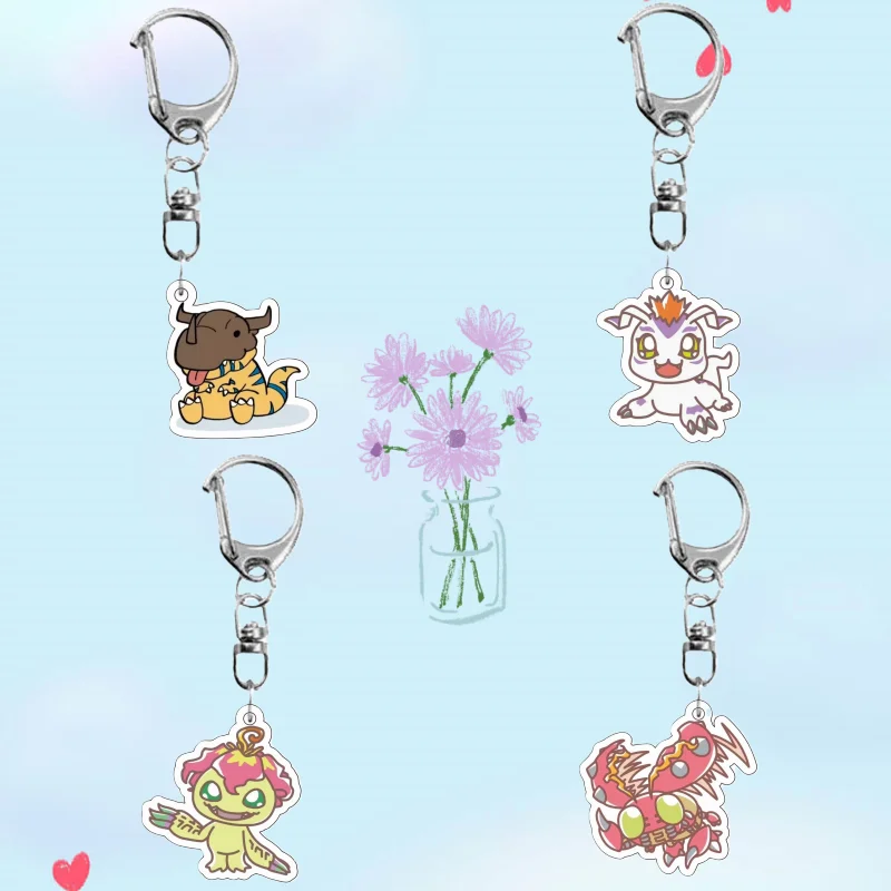 

Акриловый брелок для ключей по аниме Digimon Adventure: Патамон, Палмон, Тентомон. Цветной, милый, для рюкзака, на каждый день, подарок.