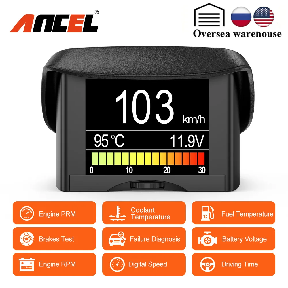 

ANCEL A202 Automobile On-board Computer Car Digital OBD 2 Computer Display Speed Fuel Consumption Temperature Gauge OBD2 Scanner