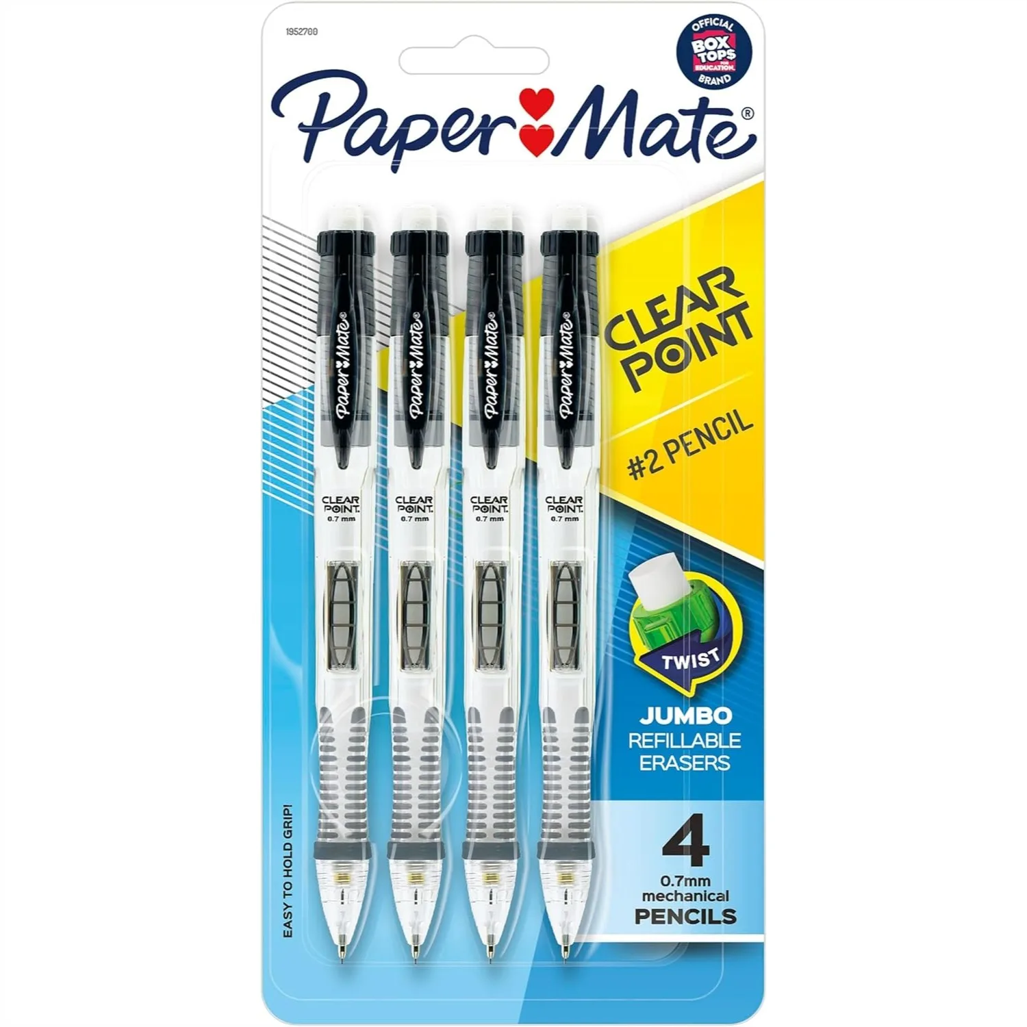 

0.7mm Mechanical Pencils for Writing, Side Lead Advance & Soft Grip, 4 Pack with Jumbo Eraser