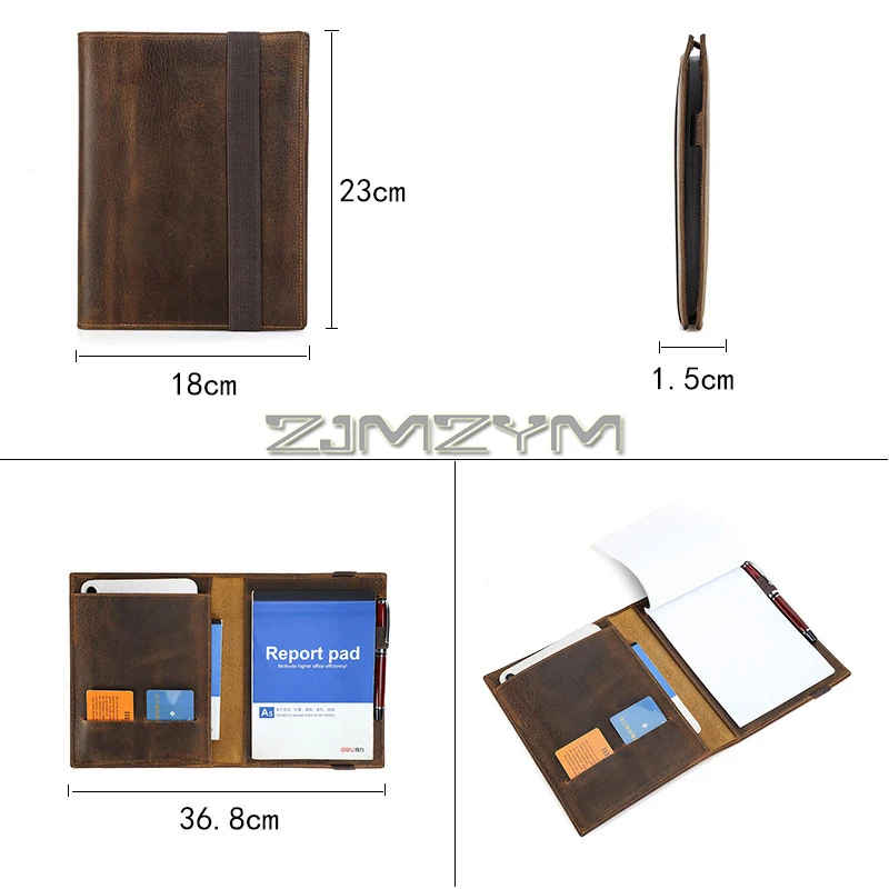 Imagem -04 - Leather Journal Cover Compatível com Pad Notebook Organizer com Pen Slot Slots de Cartão Elastic Band a5 79 83