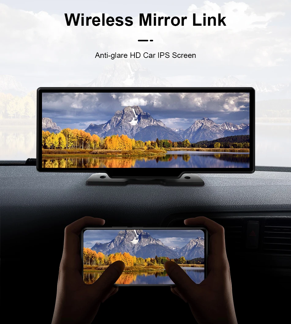7/10,26 Zoll kabelloser Carplay-Bildschirm für Auto, 5G Wifi Dash Cam 4K Auto DVR, Android Auto Dual Lens GPS-Navigation Videorecorder, FM AUX – Detail 18