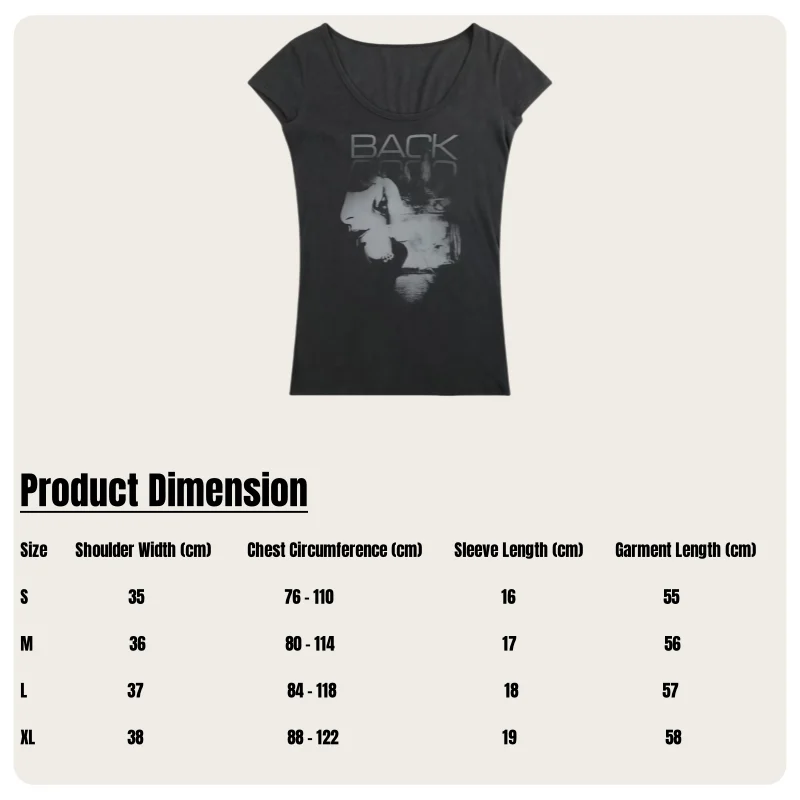 Summer American Retro Punk Street Style 100% Pure Cotton Large Round Neckline Short-Sleeved Slim Fit Women's T-Shirt