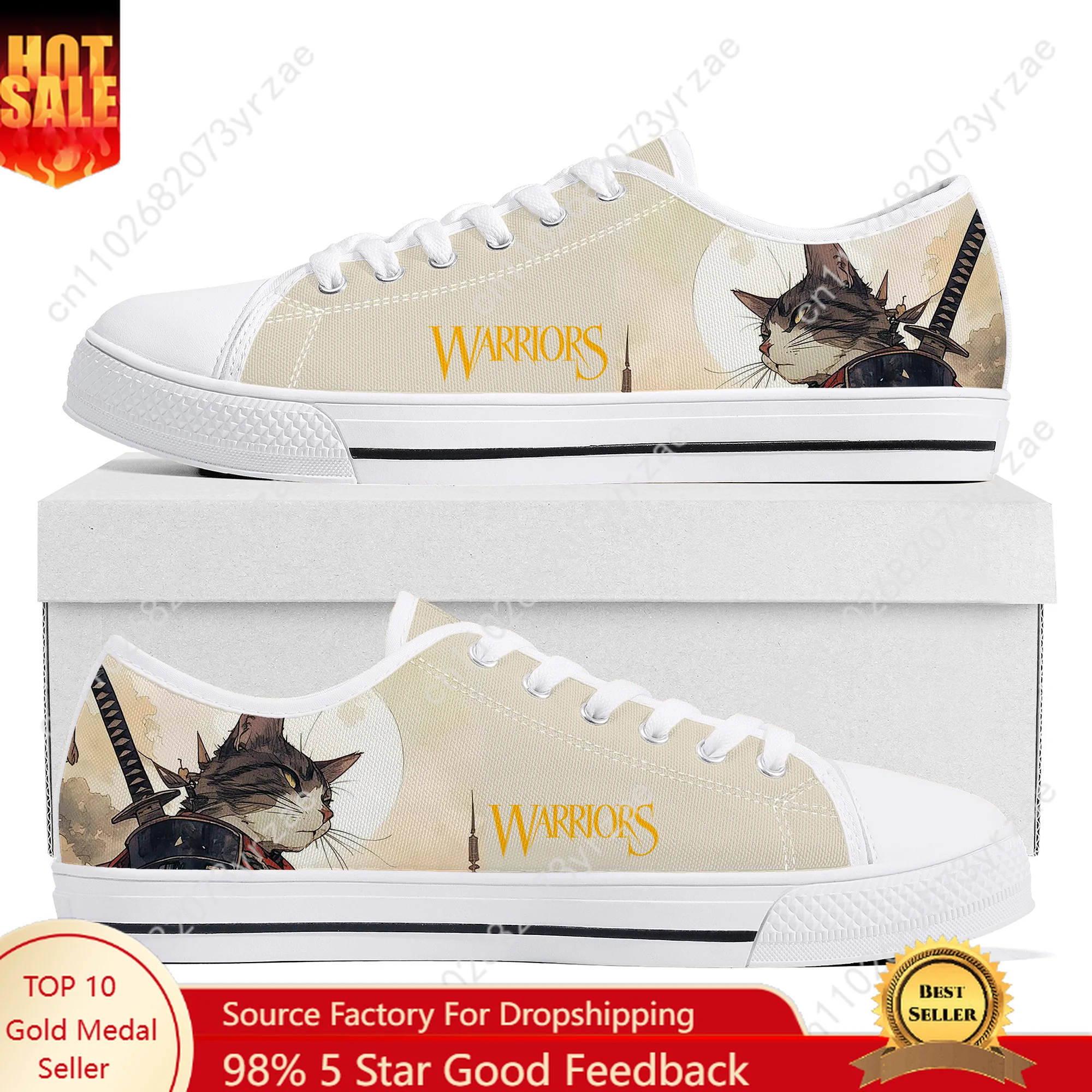 

Cat Warrior Low Top High Quality Sneakers Mens Womens Teenager Canvas Sneaker Casual Fashion Animation Patterns Customize Shoes