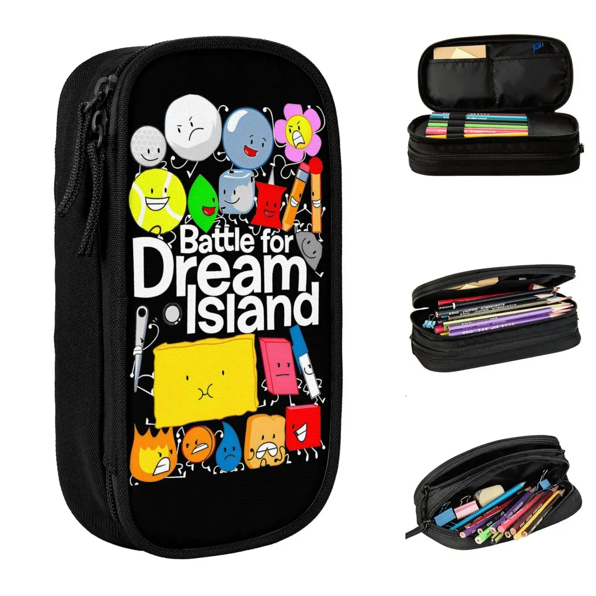 BFDI Inanimate Insanity Cartoon Pencil Cases Creative Battle for Dream Island Pen Bags for Student School Supplies Pencil Pouch