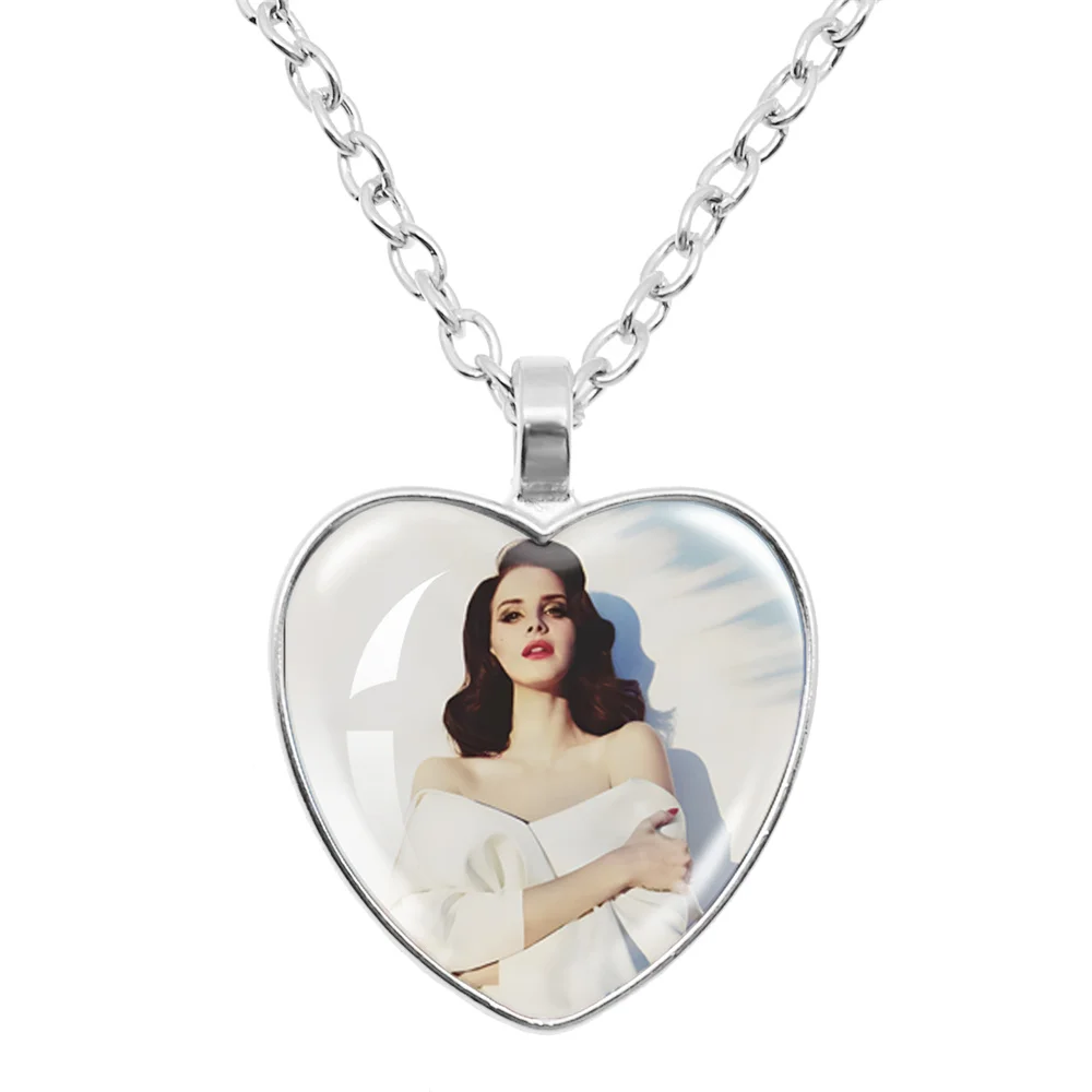 Lana Del Rey 25mm Glass Heart Pendant Necklaces Accessories Necklace Charms Heart Necklace for Women Men Jewelry Gift