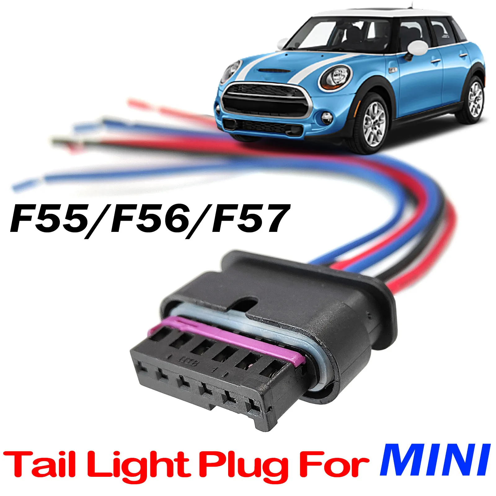 6Pin For Mini Cooper Hatch F55 F56 F57 2014 - 2024 Rear Tail Light Lamp Connector Pigtail Plug Wiring 61132359993 2022 2021 2020