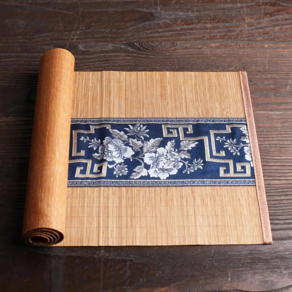 Rectangular Bamboo Table Runner Heat Insulated Pad for Tea Party Decor Elegant Tablemat Slat Placemat