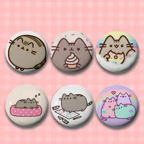 Insignias bonitas Kawaii P-Pusheens, broche de botón suave de hojalata, insignia de Metal, accesorios de joyería personalizados, sombrero, bolso, solapa