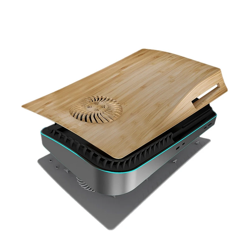 

Solid Wood Color Faceplate With Cooling Vents For PS5 Disc Edition Dustproof Protective Cover Shell For PS5 Game Console Easy To