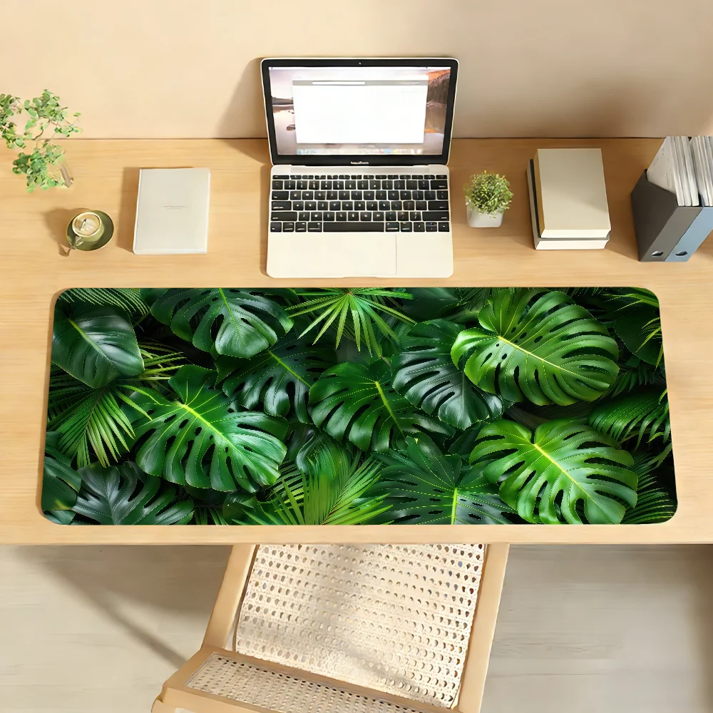 

Коврик для мыши с изображением зеленых тропических растений, нескользящий, с фиксированным краем, для стола, аксессуар для ПК и ноутбука, резиновый, для офиса, для клавиатуры, большой, для геймеров, XXL