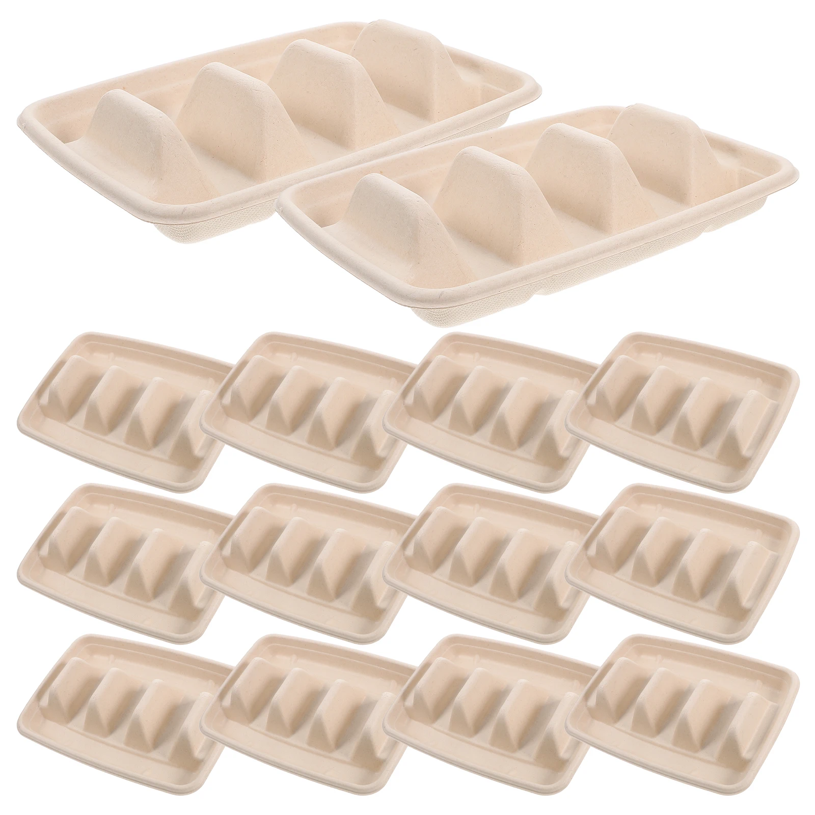 

50 Pcs Disposable Taco Holders Plates 3 Dividers Partition for Party Taco Serving Tray Rack Paper Food Shell Mold