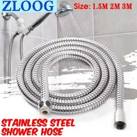 Black 1.5m/ 2m /3m G1/2 Inch High Quality Flexible Shower Hose Stainless Steel Chrome Bathroom Water Head Shower Extension Pipe 2