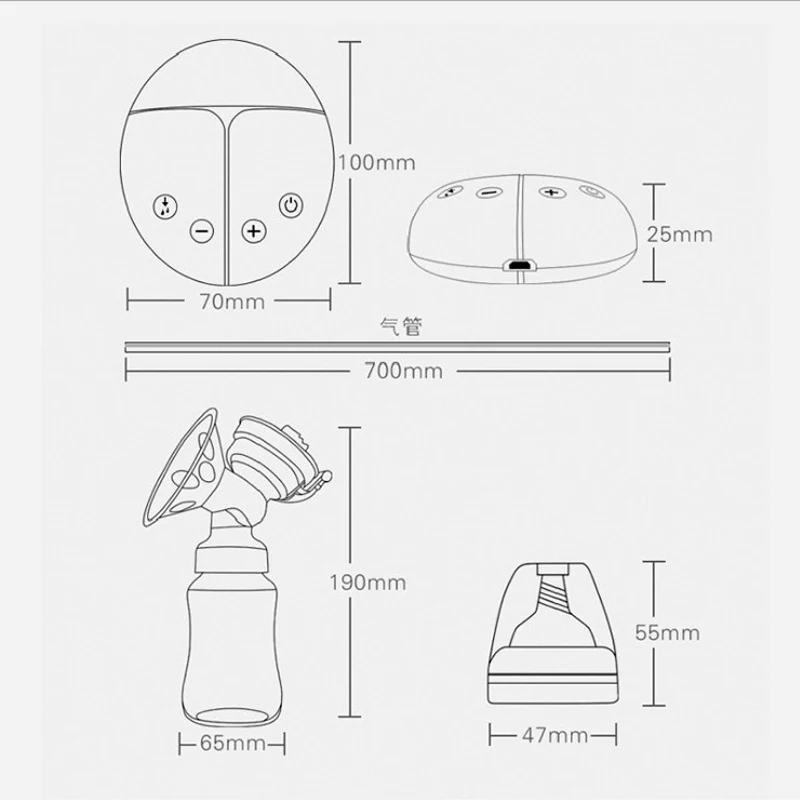 二重電気搾乳器,USB付き,吸盤,乳首吸引,牛乳瓶,加熱パッド