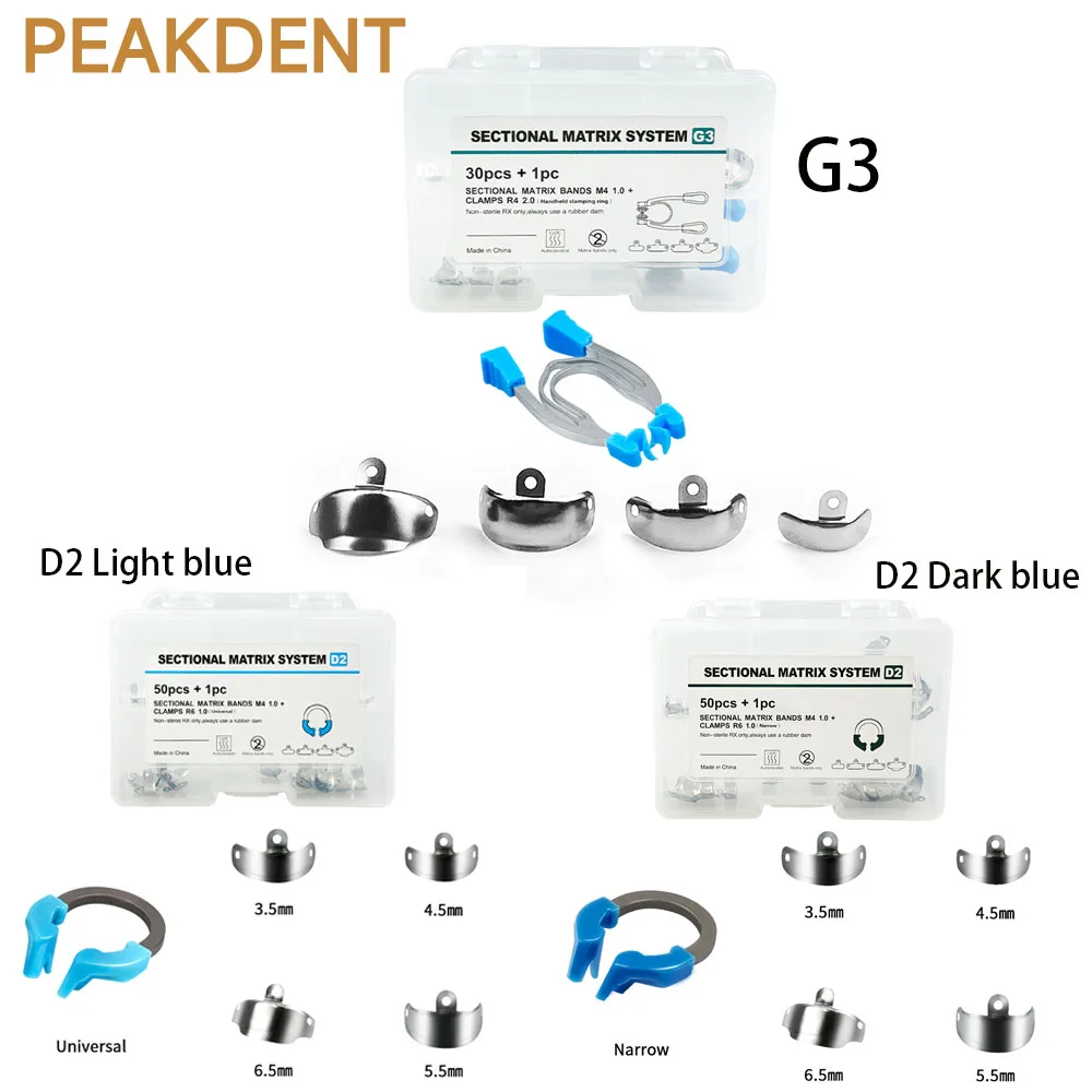 

Dental sectional matrix with sectional metal matrix system with kit 3.5/4.5/5.5/6.5 mm dental restoration tools for dentist use